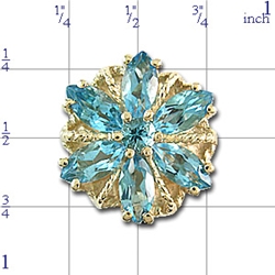 A3002 14K SLIDE WITH BLUE TOPAZ MARQUISE IN A FLOWER DESIGN 